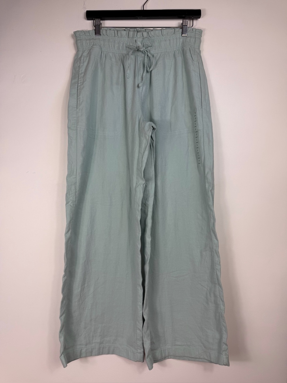 NWOT American Eagle Linen Blend Wide Leg Pants Sage Green Elastic Waist Size S - Picture 3 of 16
